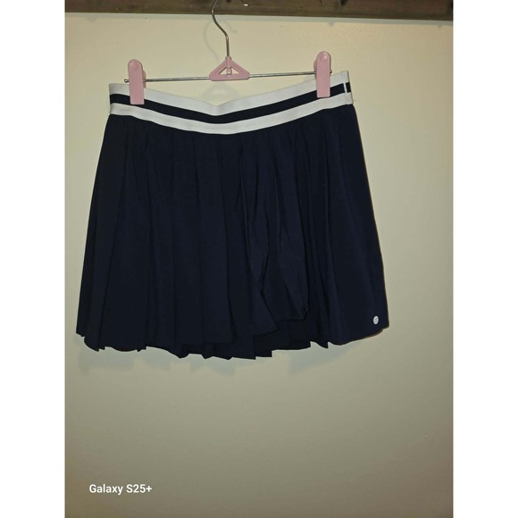 Calia Pants - Calia Pleated Athletic Skort Women Size M Navy Blue Good Striped Waistband